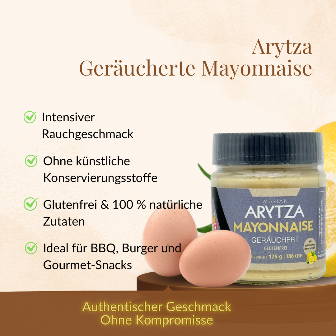 Arytza Geräucherte Mayonnaise – Rauchige Mayo für Burger, Pommes & BBQ – Ohne Zucker, Perfekt als Grillsauce & Dip