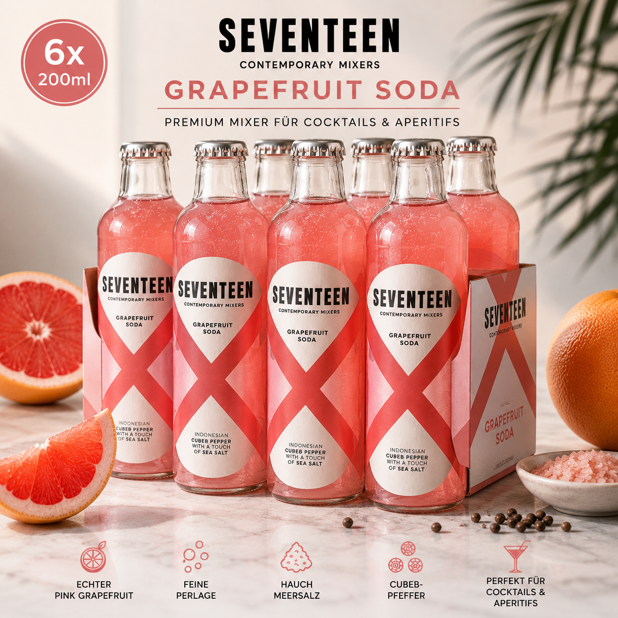 Seventeen Grapefruit Soda 6x200ml | Premium Mixer für Paloma, Gin & Vermouth