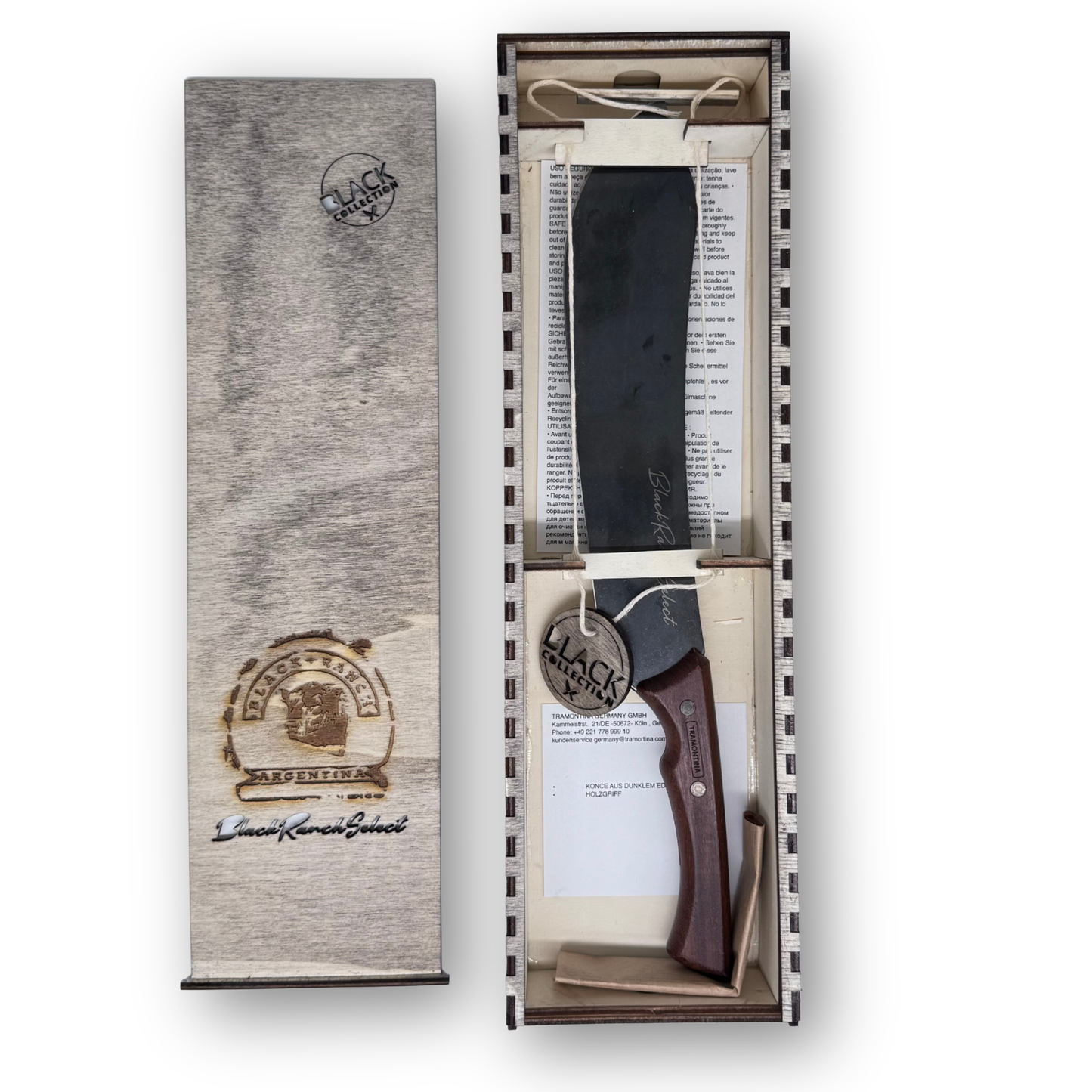 Black Ranch Select Fleischmesser 24 cm | Dunkle Edelstahlklinge & FSC®-Holzgriff | Premium BBQ & Küchenmesser