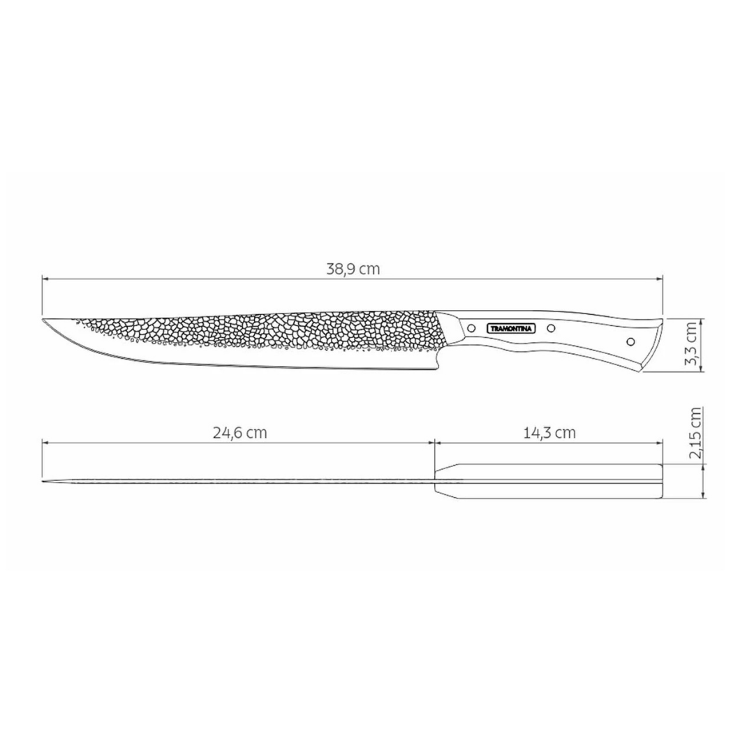 Tramontina Gaucho Messer 25 cm – Hammerschlag-Klinge mit Lederscheide, handgefertigt