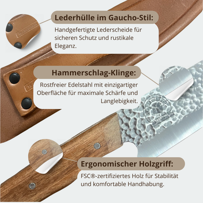 Tramontina Premium Grillmesser 19 cm  – Handgefertigt mit Gaucho-Funda