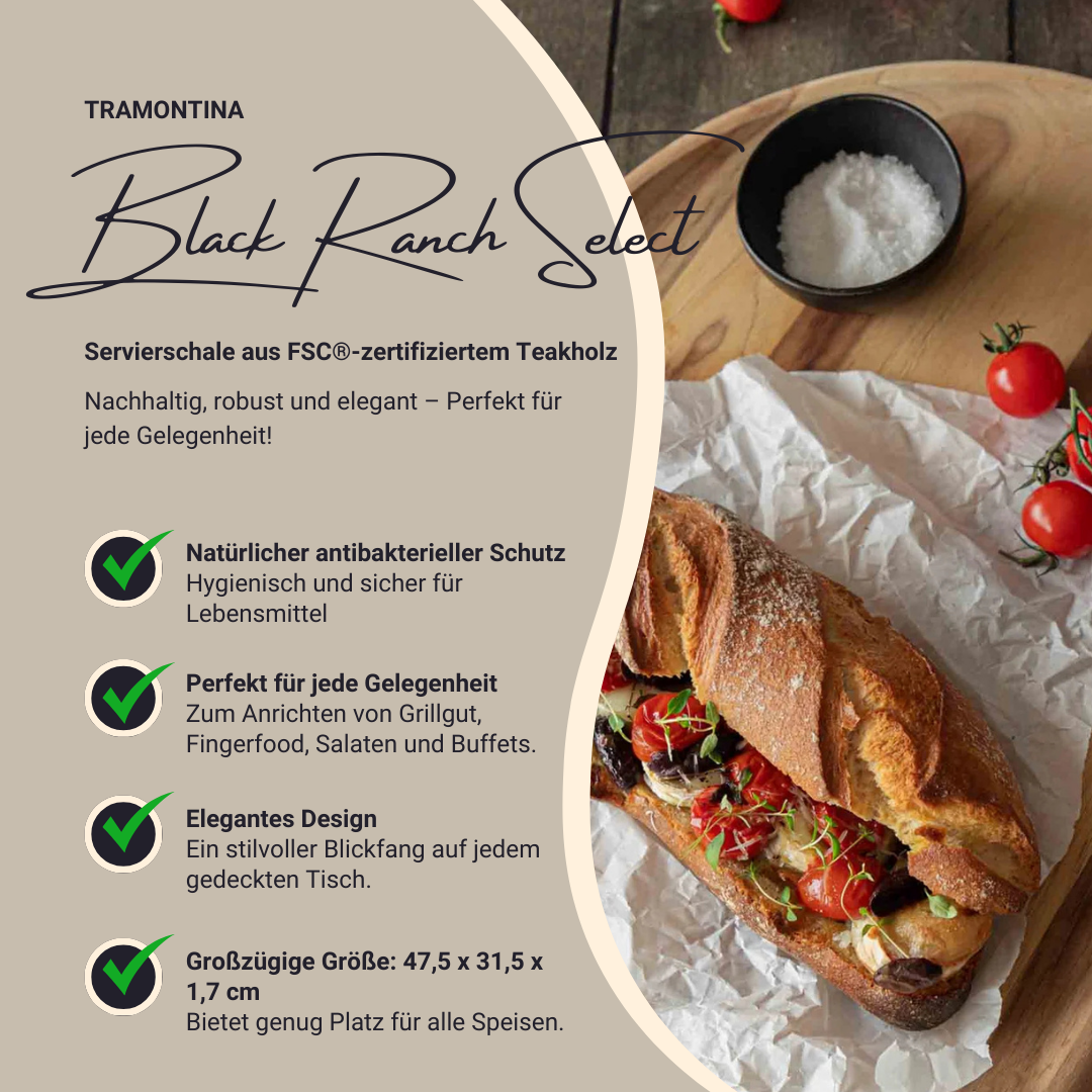 Servierschale aus FSC®-zertifiziertem Teakholz – Perfekt für Grillgut, Steak und Vorspeisen