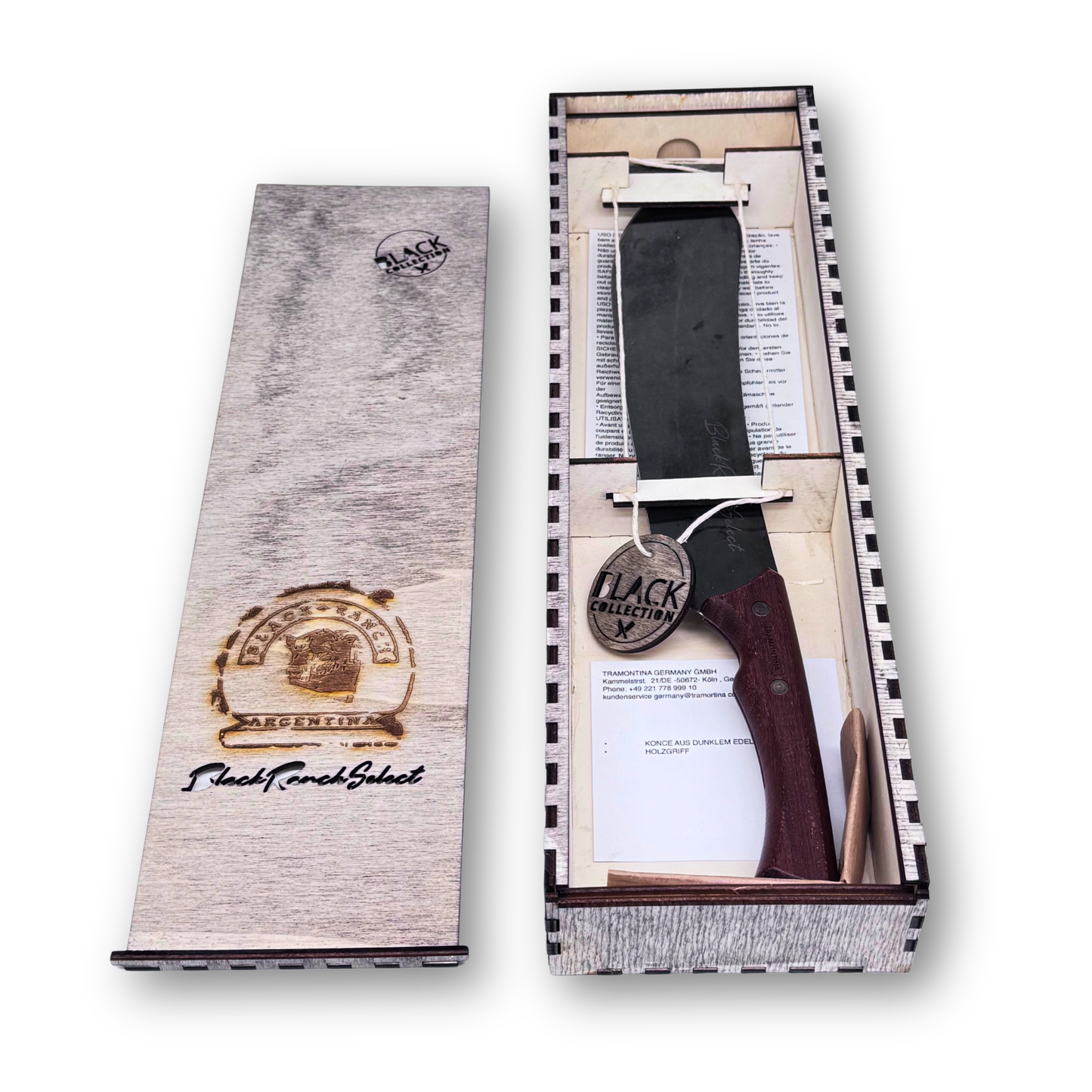 Black Ranch Select Fleischmesser 24 cm | Dunkle Edelstahlklinge & FSC®-Holzgriff | Premium BBQ & Küchenmesser