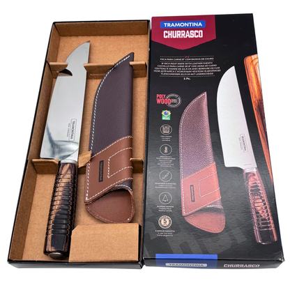 Black Ranch Select | Premium Fleischmesser | 21 cm Edelstahlklinge mit ergonomischem Griff & Lederetui | Profi-Messer für Grill & BBQ