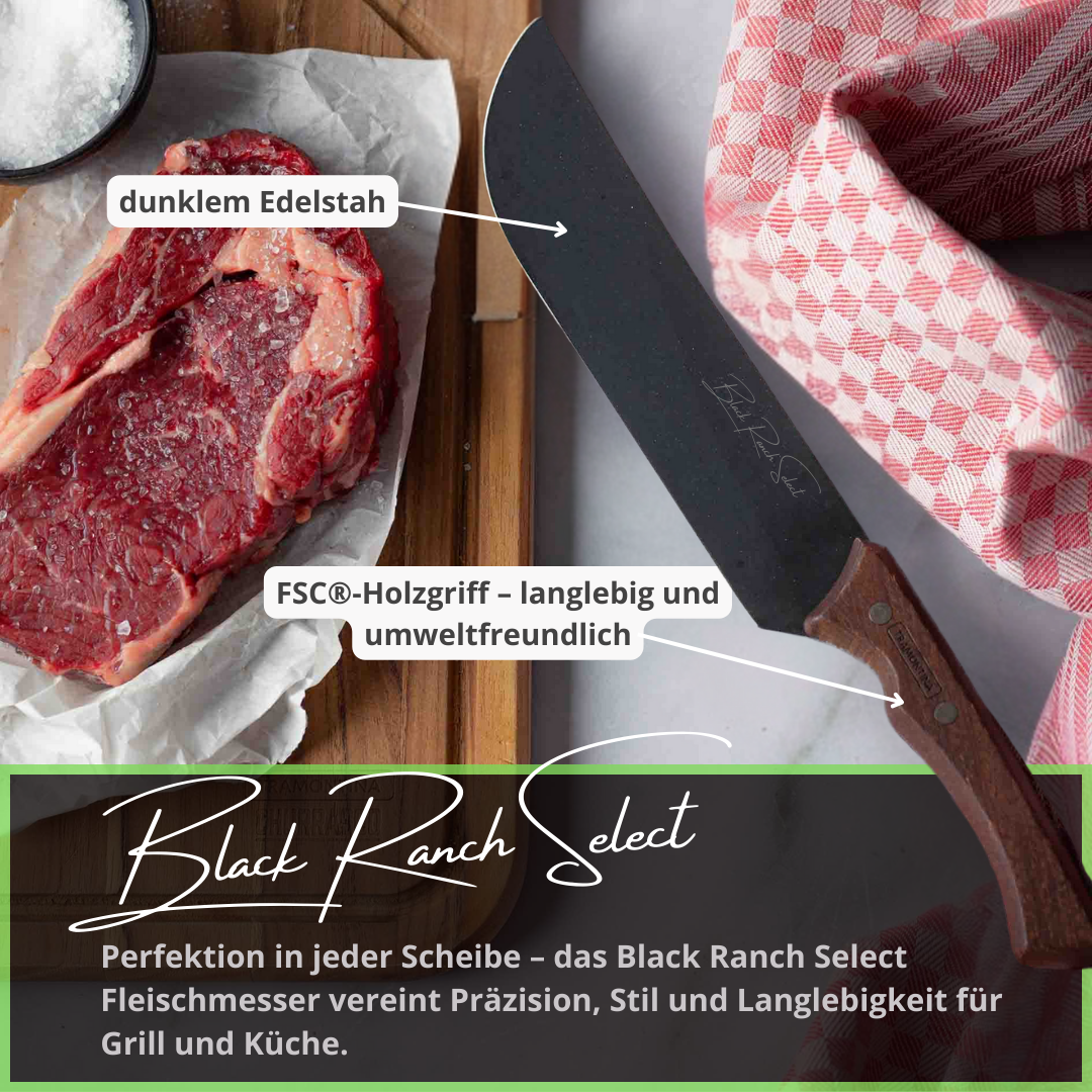Black Ranch Select Fleischmesser – 19 cm Klinge aus dunklem Edelstahl mit FSC®-Holzgriff – Präzision und Stil