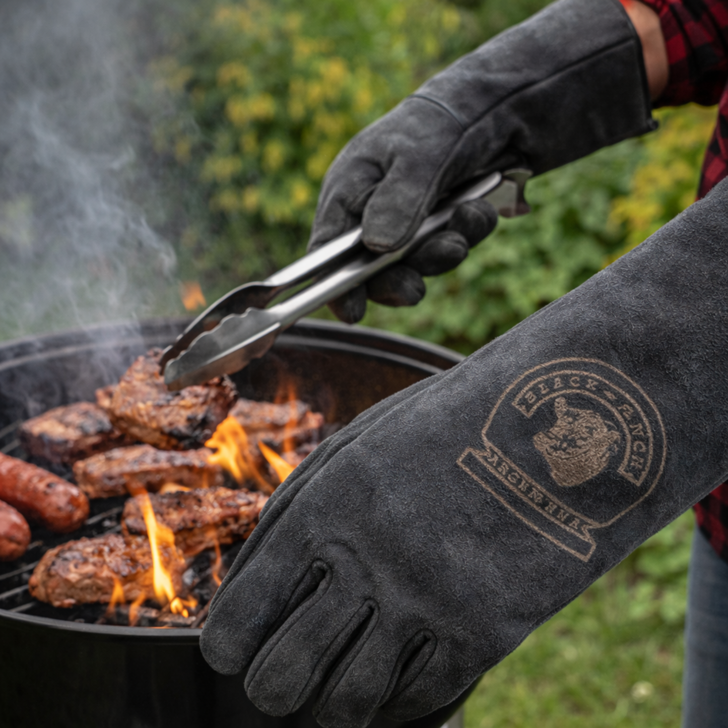 Black Ranch Grillhandschuhe aus Spaltleder | 1 Paar | Schwarz