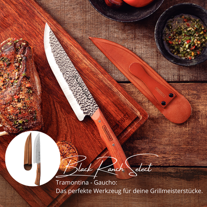Tramontina Premium Grillmesser 19 cm  – Handgefertigt mit Gaucho-Funda