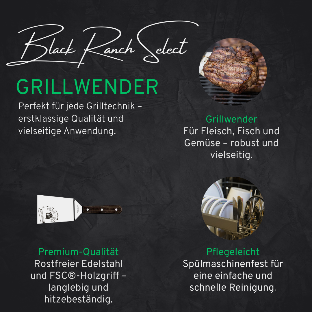 BBQ Grillwender Edelstahl | 27 cm Spatel mit FSC®-Holzgriff | Robuste Grillspachtel für Grill & Küche | Spülmaschinenfest & Hitzebeständig