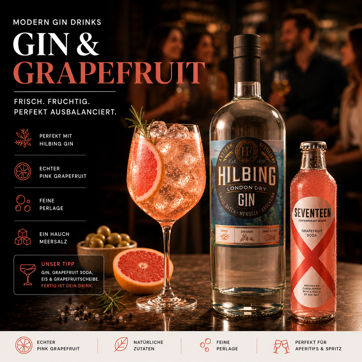 Seventeen Grapefruit Soda 6x200ml | Premium Mixer für Paloma, Gin & Vermouth
