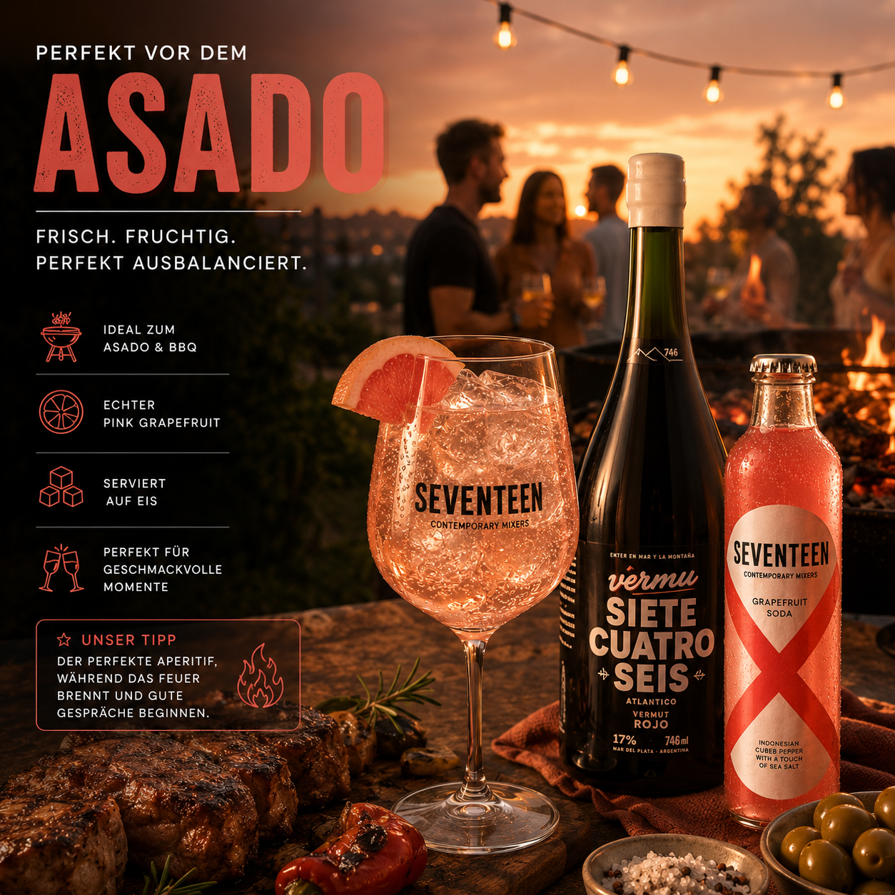 Seventeen Grapefruit Soda 6x200ml | Premium Mixer für Paloma, Gin & Vermouth