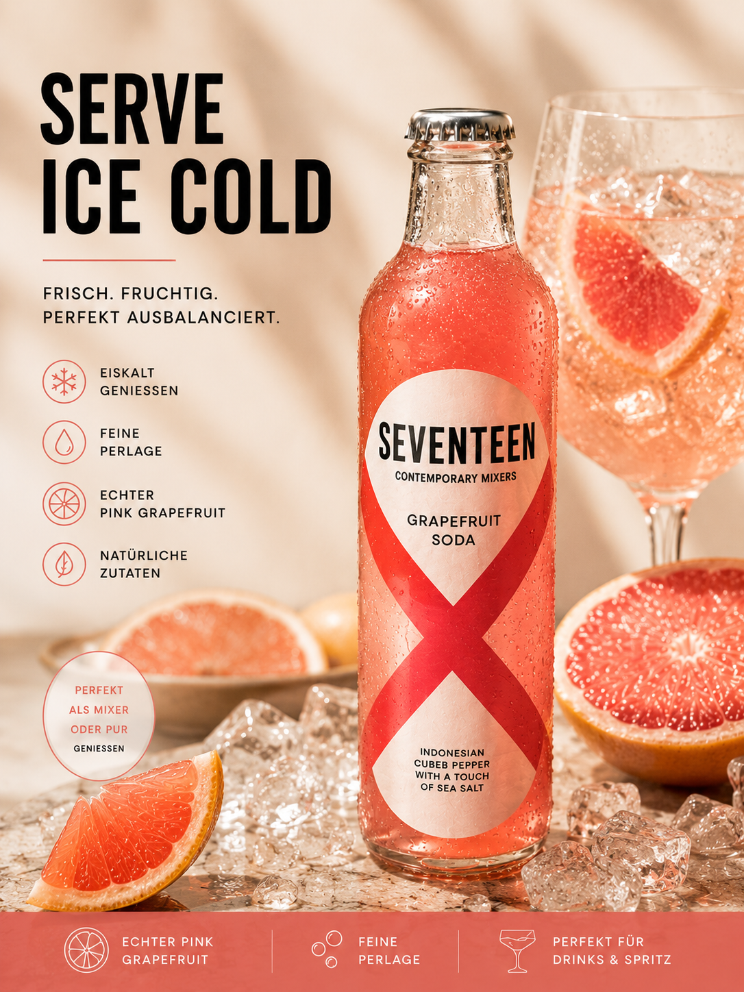 Seventeen Grapefruit Soda 6x200ml | Premium Mixer für Paloma, Gin & Vermouth