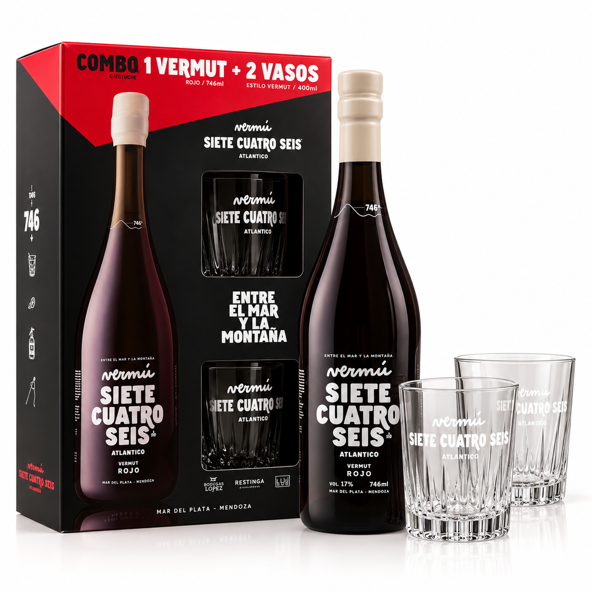 Vermú 746 Geschenkset mit zwei Originalgläsern